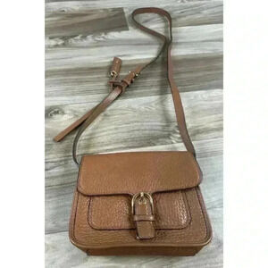 Michael Kors Pebble Luggage Leather Messenger Crossbody Bag Purse Ran Brown Gold